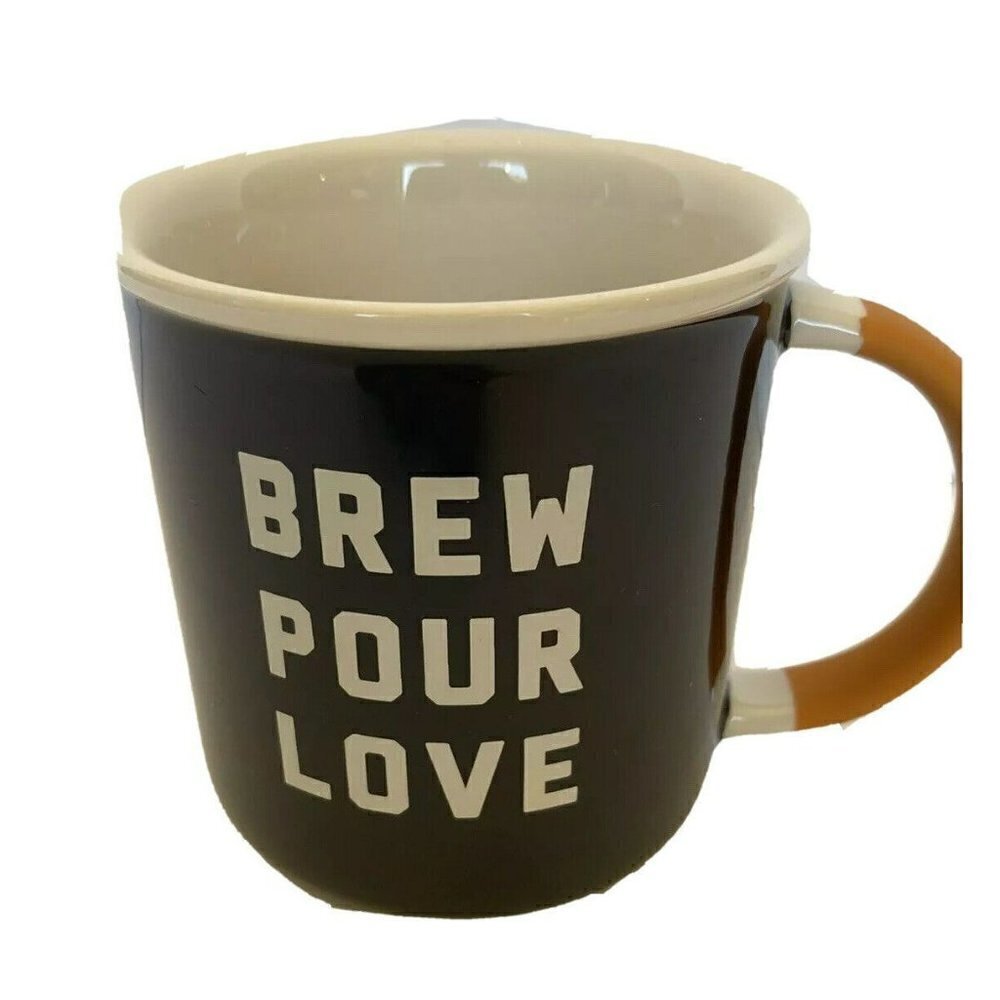 Starbucks Fall Brew‎ Pour Love Mug Black Cup Silicone Handle 12oz Collectible